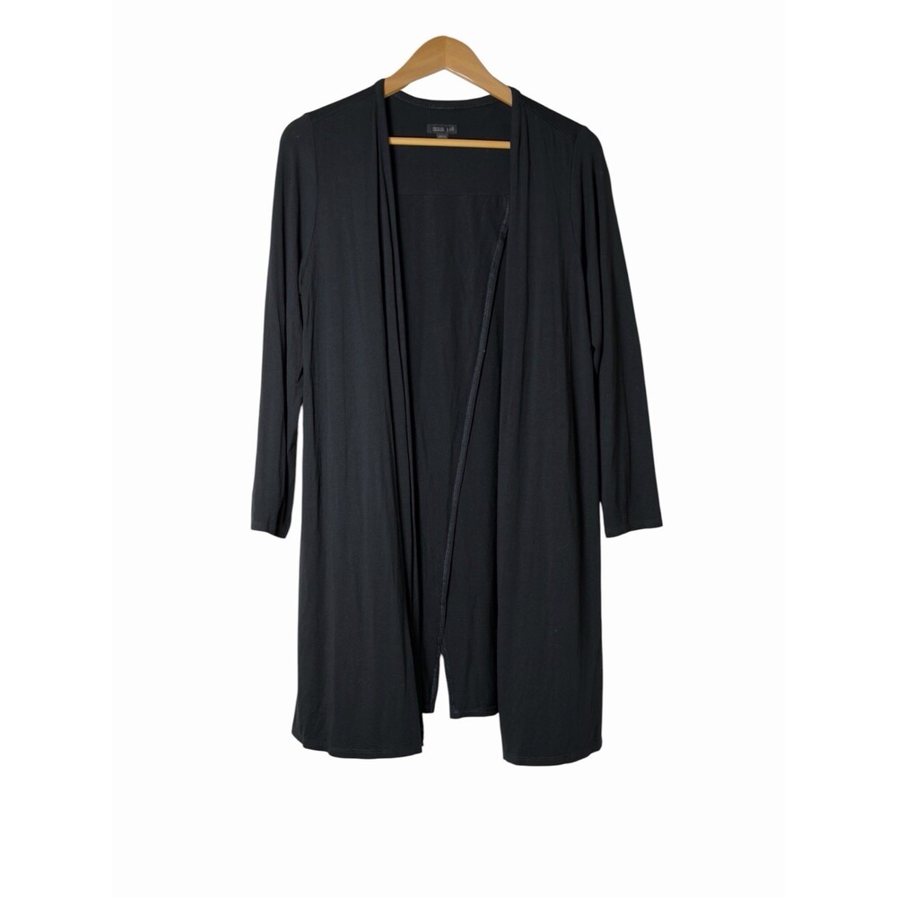 J. Jill Wearever Black Open Front Cardigan Jacket Size Medium Petite
